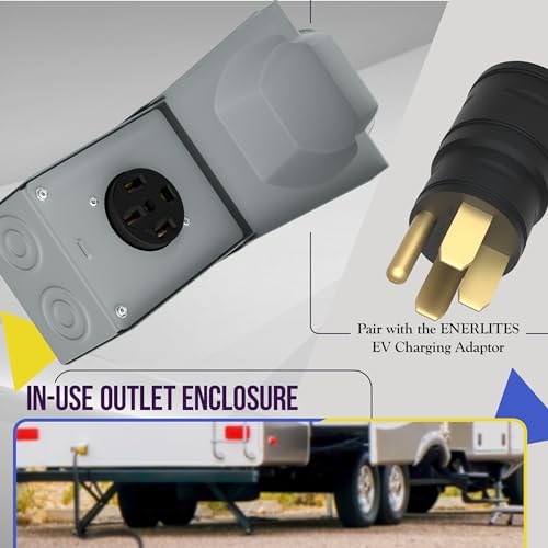ENERLITES 50 Amp 125/250V RV Power Outlet Box, Enclosed Lockable Weatherproof, NEMA 14-50R Outdoor Electrical Receptacle Panel for RV, EV, Camper, Generator, 3 Pole, 4 Wire, Grounding, 66500M by ENERLITES - Image 4