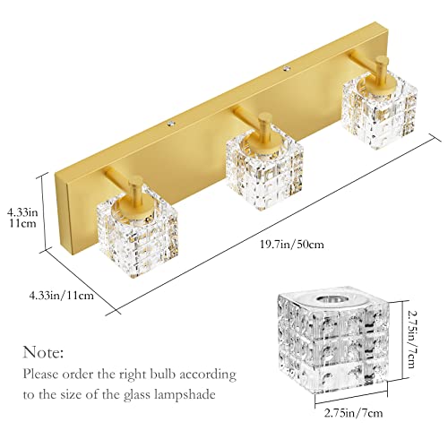 Ralbay Gold Bathroom Vanity Light Fixtures 3 Lights Gold Modern Crystal Bathroom Vanity Light Fixtures Modern Crystal Gold Bathroom Light Fixtures #TOP2