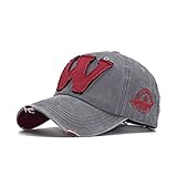 Jewelry-Box Unisex Letter W Embroidery Denim Washed Baseball Cap Vintage Adjustable Snapbac(Light Grey)
