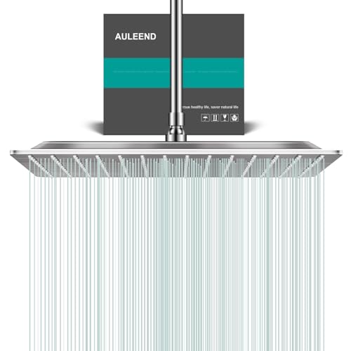 AULEEND Square Rain Shower Head, High Flow Stainless Steel,Work with Any Decorative Style，All Metal Rainfall Shower Head (Brushed Nickel, 16)