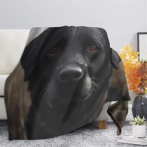 Couverture polaire chien noir 150x200 cm microfibre lit - 5