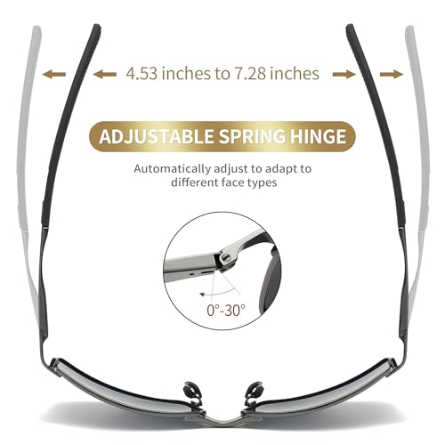 Image of SUNGAIT Ultra-Lightweight Polarized Sunglasses Men for Driving Fishing Golf, Rectangular Metal Frame with Spring Hinge