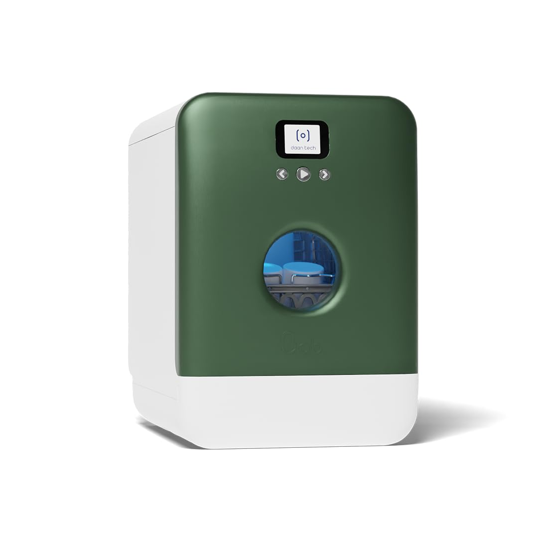 Bob - Compact Dishwasher -daily dishes of 3 people - Built-in Dishwasher - Free-standing, Integrated tank, Portable - White (Chrome green) [Energy Class F]