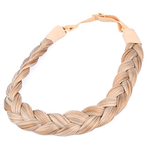 BOBIYA 3 Stränge Kunsthaar geflochtenes Stirnband Haarband geflochtenes Gummiband für Frauen Mädchen (light honey blonde)