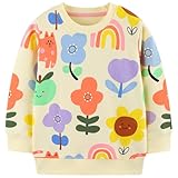 MUJOQE Pullover Mädchen Sweatshirt Baumwolle Kinder Blume Strickpullover Baby Langarm Shirt Warm Winter Kleidung Top 116