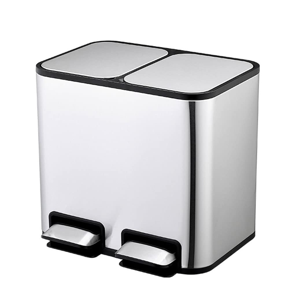 KYUSAR Trash Can Garbage Bin Pedal Bin with Lid, Dual