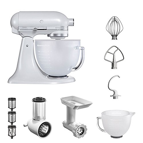 Preisvergleich Produktbild KitchenAid Küchenmaschine Artisan 5KSM156EFP STARTER PAKET inkl. Gemüseschneider, Fleischwolf und Standardzubehör (Frosted Pearl)