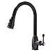 VAPSINT Brilliant Oil Rubbed Bronze Single Lever Single Hole Swivel Mixer Pull Down Kitchen Faucet,Vintage Pull Out With Sprayer Faucet For Kitchen