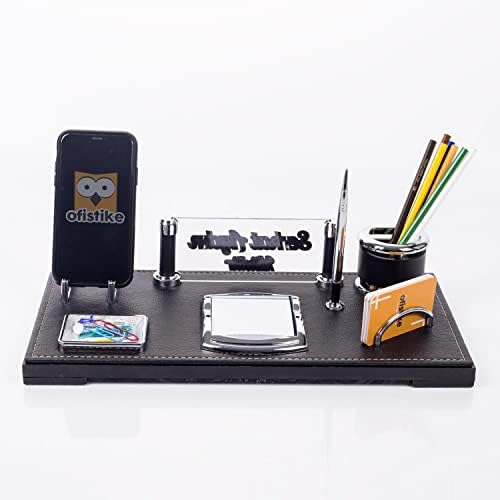 Ofistike Babil Masa İsimliği Kabartma Yazı Deri Ofis Masaüstü İsimlik Seti - Görsel 4