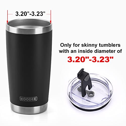 20 Oz Tumbler Lids, Fits For 20 Oz Yeti Rambler, Atlin, Juro, Sunwill, Umite Chef And More, Koodee 2 Pack Spill-Proof Lids,Covers For 20 Ounce Tumbler,Cup (Black) #TOP1
