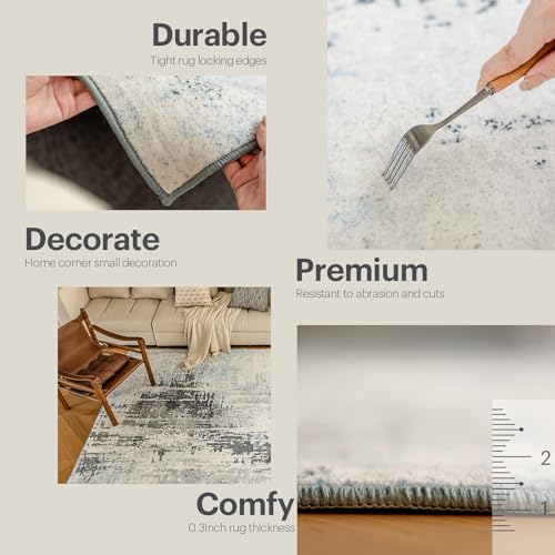 OMERAI 5x7 Washable Area Rug, Grey Modern Abstract Area Rug for Living Room Bedroom, Large Soft Floor Carpet for Bedside Dining Room Kitchen, Non-Slip Indoor Rug - Image 5
