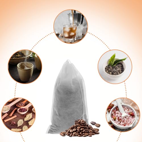 50 Pcs Cold Brew Bags Disposable Coffee Filter Bag 6x10 Inch Cold Brew Bag No Mess Tea Filter-Bags for Iced Coffee Hot Tea Spice Fine Mesh Brewing Bags with Drawstring - Image 3