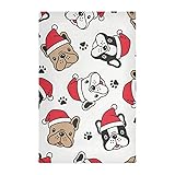 Nander French Bulldog Paw Santa Claus Hat Kitchen Dish Towel 4PCS,Dish Cloths Resuable Absorbent Com