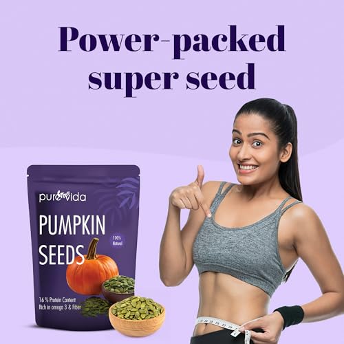 Image of Purevida Pumpkin Seeds 200gm | High in Protein, Fiber & Healthy Fats | Superfood for Heart Health & Weight Management | Gluten-Free, Vegan & Natural | Perfect for Snacking, Baking, Salads & Smoothies