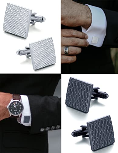 Akeoqi 6 Pairs Cufflinks For Men Classic Tone Cufflinks Striped Disc Square Cz Spherical Knot Rectangle Cuff Links Shirt Suit Cufflinks #TOP3