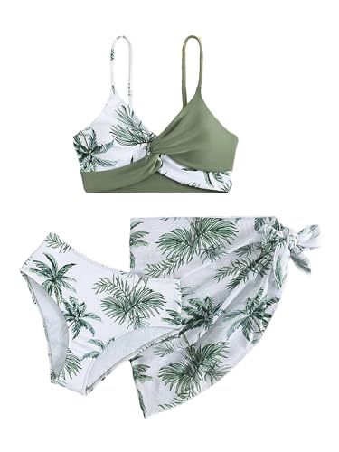 Verdusa Girl's 3 Pack Bikini Set Swimwear Bathing Suit Swimsuit with Cover Up