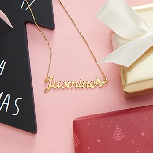 Personalized Name Necklace with Butterfly Charm - Custom Gift- 18k Gold Plating Name Pendant - Thumbnail 2