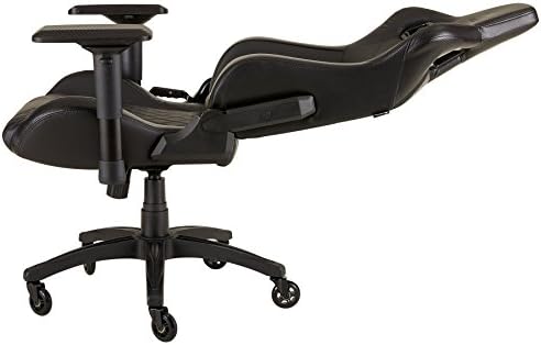 Corsair T1 Race - Faux Leather Racing Gaming Chair, Easy Assembly, Ergonomic Swivel, Adjustable Height & 4D Armrests, Lumbar Support, Comfortable with Recliner - Black