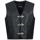 PAULGOS Lederweste Weste Kutte Leder Biker Rocker Motorrad Clubweste Bikerweste Motorradweste Schwarz BW1 (XL, Schwarz)