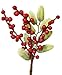 Package of 6- Christmas Red Faux Holly Berry Holiday Floral Pick with Green Leaves