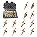 KURUGEILI 12 Pack Hunting Broadheads with Storage Case 3 Blades Archery Broadheads 100/125 Grain Screw-in Arrow Heads Arrow Tips for Traditional Bows and Compound Bow