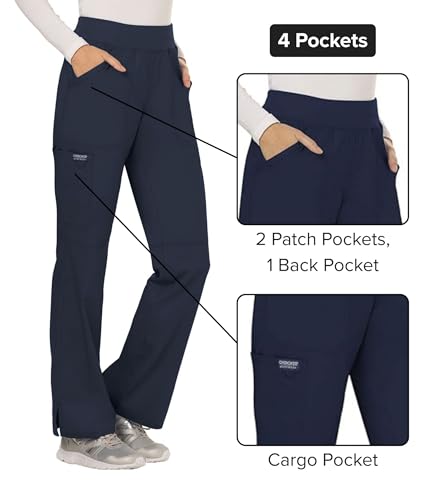Image of Cherokee Women Scrub Pant with Straight Leg Pull-on Pant Medical Bottom with 4 Pocket & 2-Way Stretch Fabric - WW110