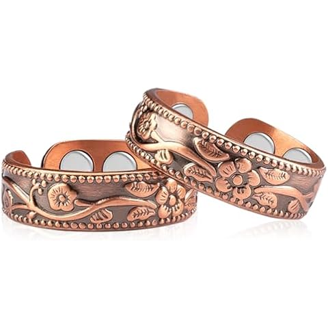 Vicmag Copper Magnetic Ring for Women Ring Ladies Fingers Thumb 99.9% Solid Pure Copper Gift 2PCS Adjustable (4X Copper) Cover
