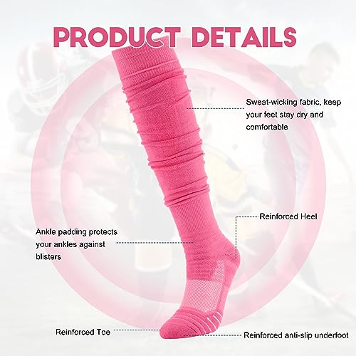 Kigeli 16 Pairs Scrunch Football Socks Youth Ultra Long Padded Soccer Calf Compression Socks for Men3