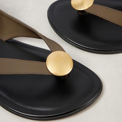 Image of Flat Sandals for Women Strappy Sandals Comfortable Dressy Beach Flip Flop Slides Thong Sandals for Women with Metal Circular