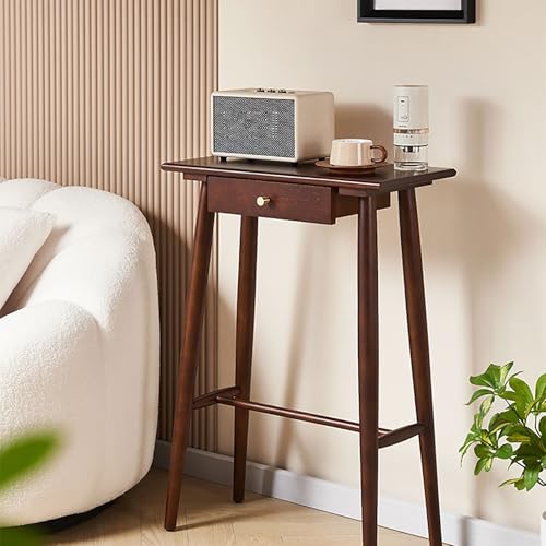 Mesa de entrada pequeña para pasillos estrechos solución con cajón consola marrón de 61 cm 8