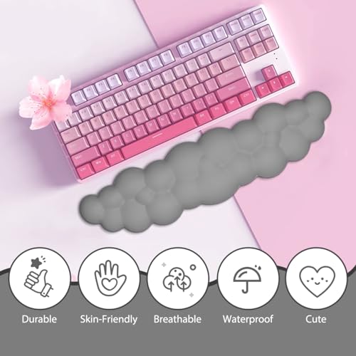 Image of JIKIOU Upgrade Leather Cloud Wrist Rest for Keyboard and Mouse & Cup Pad | Wish Gift-Cute Cloud Shape, Comfortable and don't Irritate to Skin, Non-Slip PU Base,Soft Memory Foam filled for Pain Relief