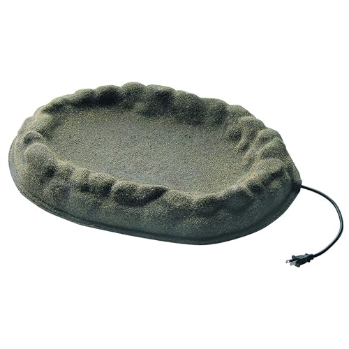 Farm Innovators FS-1 Four Seasons Outdoor Sand Coated Stone Like Heated Birdbath with Hidden Electrical Connection, 70 Watt, Gray