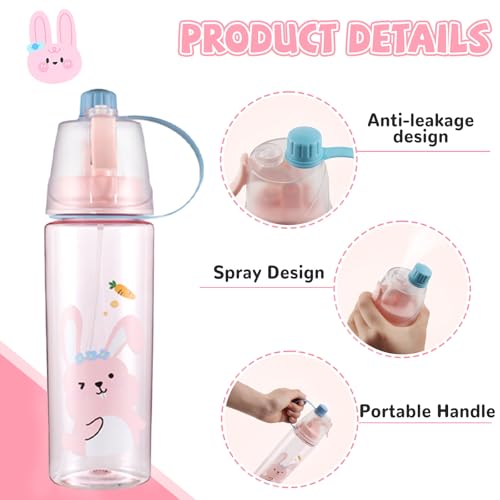 dellyy Butelka na wodę ze sprayem, butelka na napoje, 600 ml, sportowa, dla chłopców, dziewczynek, do nawadniania, chłodzenia, jazdy konnej, wspinaczki, wędrówek (czerwona)