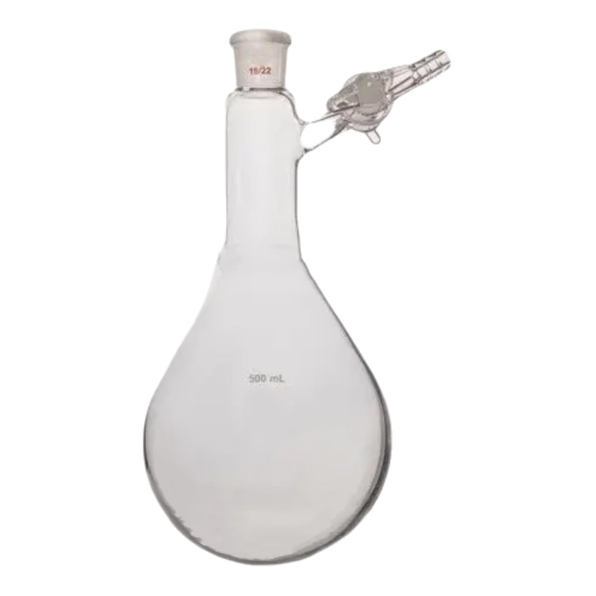 Schlenk Reaction Flask Glass Kjeldahl-Style Reaction Storage with Glass Stopcock & 19/22 Joint （500ml）