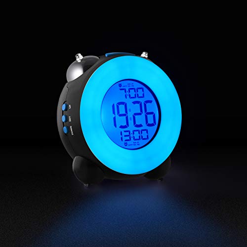 Banne Loud Alarm Clock For Heavy Sleepers With Dual Alarm Night Light Bedside Battery Powered (Black) #TOP6