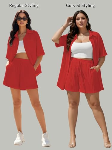 Image of Leriya Fashion Co-ord Set for Women Stylish Solid Poly Lycra Cotton | Textured Pyjama Set For Woman Travel Beach & Holiday Look | Oversized Loose Fit Trendy Top & Shorts for Summer Day Vacation