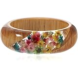 Genérico Pulsera de Flores Secas Hecha a Mano de Resina Cadena de Madera, Brazalete Creativo y Estiloso para Ropa Han y Uso Diario Varios estilos