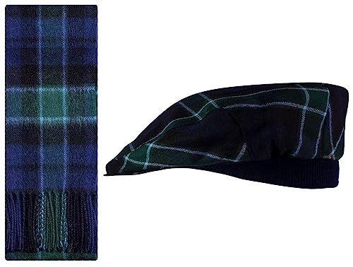 Ensemble cadeau hiver avec écharpe tartan et casquette ajustée pour hommes et femmes