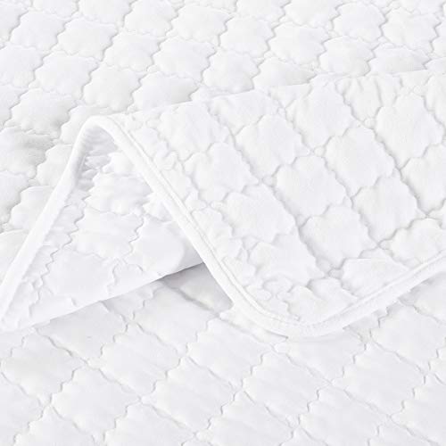 Royal Tradition Plush Velvet White Coverlets, King/California King Oversized 3Pc Quilt Set (110-Inch Wide X 96-Inch Long) All Seasons Quilted Checkered Bedspread #TOP2