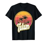 Tulum México Playa Retro Atardecer Camiseta