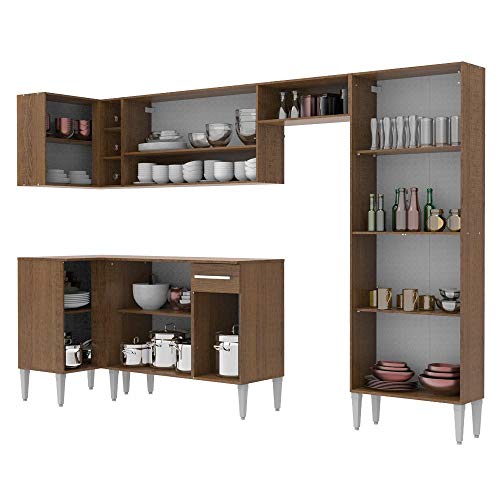 Cozinha Completa de Canto Reto Madesa Emilly 353 com Armário e Balcão 11 Portas 1 Gaveta