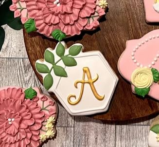 Auktosmn Hexagon Cookie Cutter With Leaf-4.25 Inch-Diswasher Safe-Metal Hexagon Cookie Cutter Shape For Wedding Birthday Baby Party thumb #2