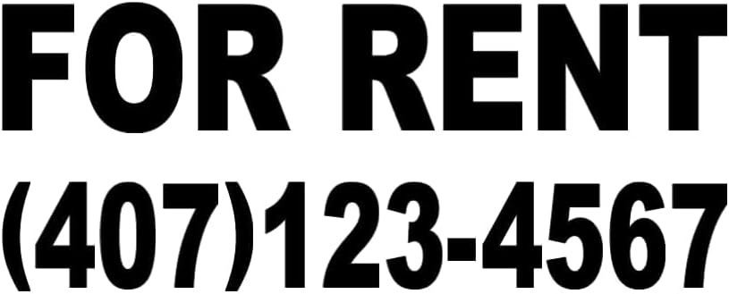 for Rent Decal with Custom Phone Number Decal Sticker Car Truck Boat SUV Door Business Door Window Glass for Sale Sign (10" x 4")