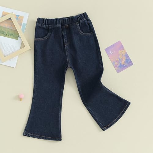 Kids Baby Girls Denim Bell Bottom Jeans Toddler Elastic Waist Flare Pants Jeans Hippie Pants3