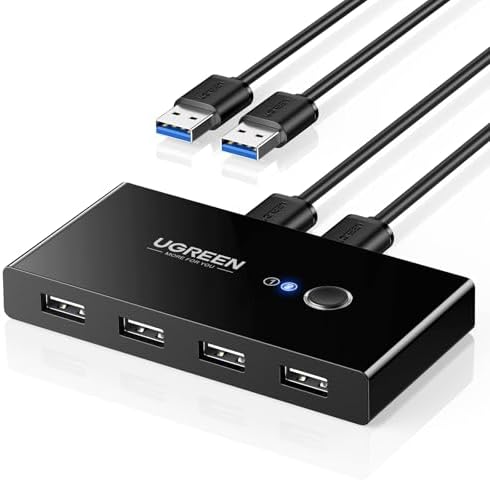 UGREEN 4 Ports USB 2.0 Switch for 2 PCs, 2 in 4 Out USB Switch