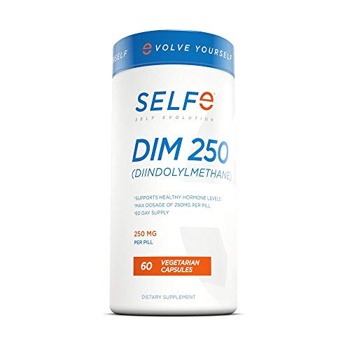DIM Max Strength Supplement by SelfEvolve - with BioPerine, 250mg per 1 Cap - Diindolylmethane, 60 Vegetarian Capsules (2 Month Supply)
