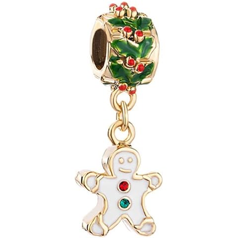 GMXLin Christmas Charm Snowflake Tree Snowman Gingerbread Man Candy Cane Rudolph Reindeer Bead Compatible with Women Pandora Charm Bracelets