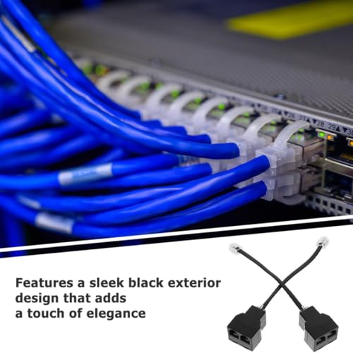 Image of Gadpiparty 4Pcs Rj11 Rj14 6P4C Telephone Line Adapter Splitter with Detachable 4-Core Cable for Landline Phones, Telephone Accessories for Home and Office Use, Black