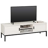 IDIMEX Lowboard TV Möbel Selma, Fernsehtisch Fernsehschrank im Industrial Design mit 2 Schiebetüren 1 offenes Fach, Kiefer massiv, weiß