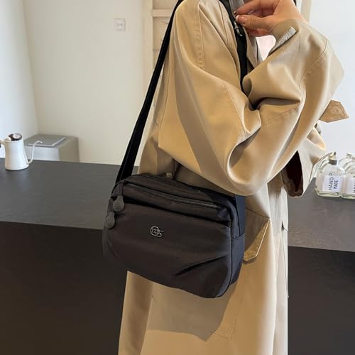 Image of Eslcorri Lightweight Nylon Crossbody Bag for Women, 3 Pocket Casual Shoulder Purse with Adjustable Strap for Travel Daily Use | Well-organized
